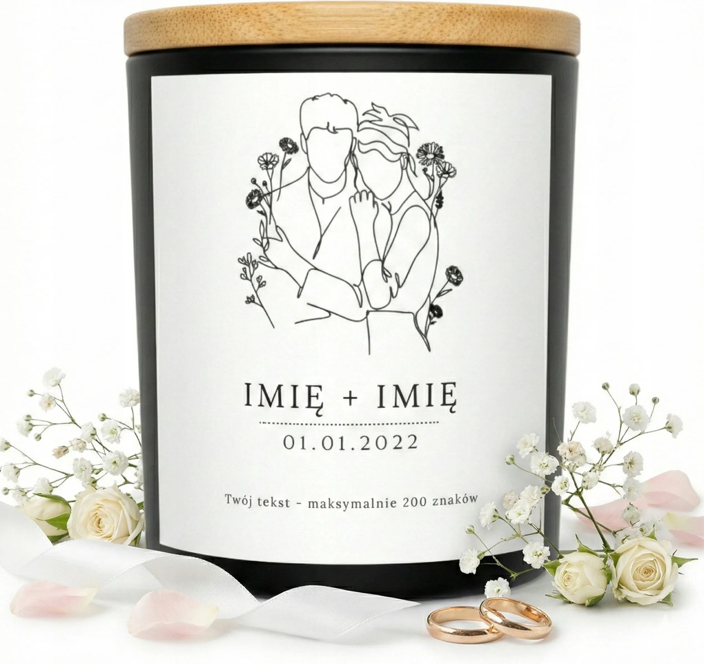 Szójagyertya Esküvőre Ajándék Személyre Szabott Saját Felirat 200ML 40H