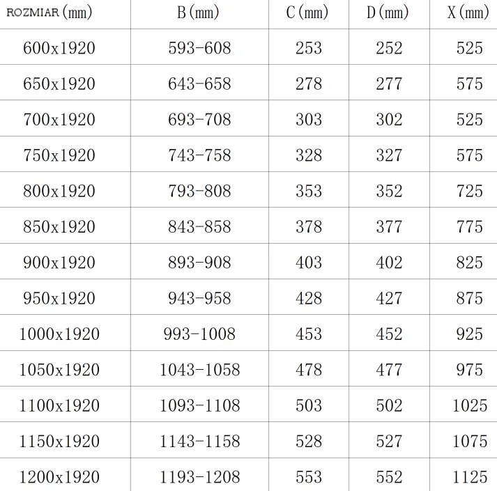Mexen LIMA zuhany összecsukható ajtó zuhanykabinhoz 105 cm, 856-105-000-01-00