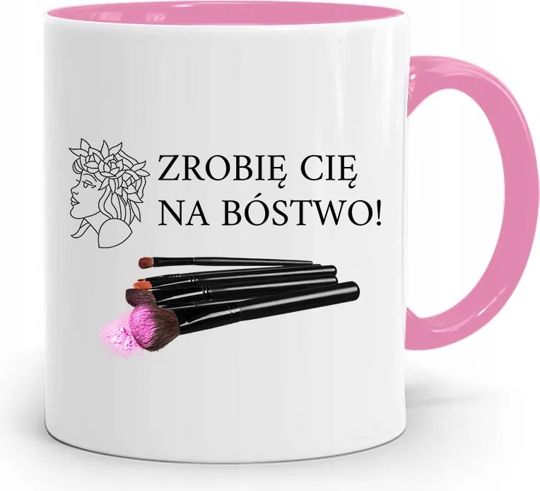 Rózsaszín Bögre Kozmetikusnak Istenem Ajándék nyomott mintával