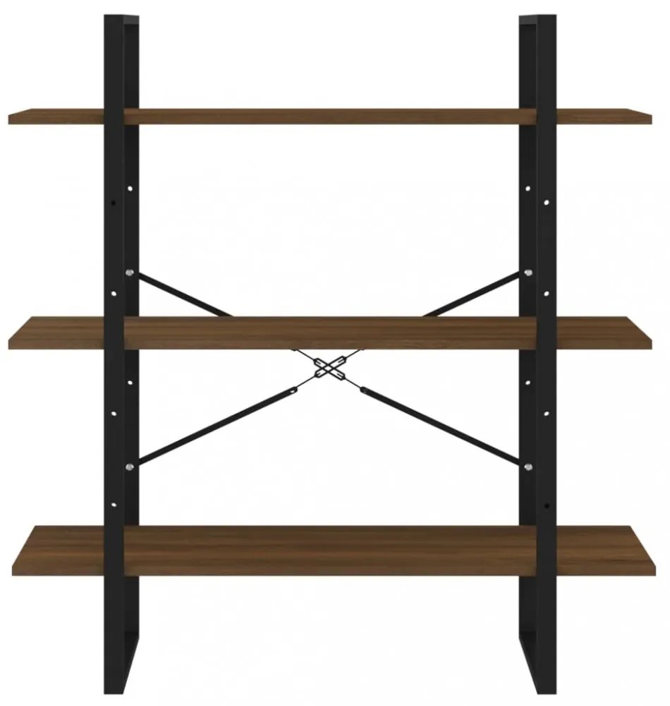 barna tölgyszínű szerelt fa könyvszekrény 100 x 30 x 105 cm