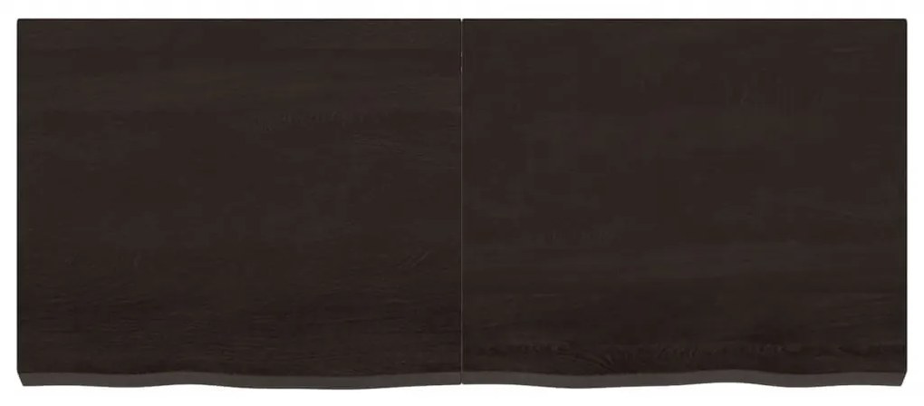 sötétbarna kezelt tömör tölgyfa fali polc 120 x 50 x (2-6) cm