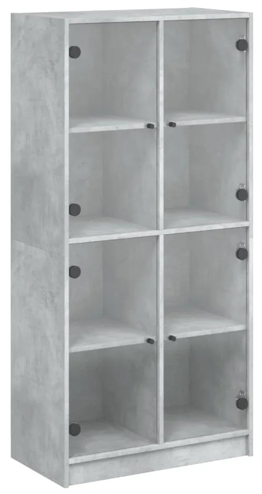 betonszürke szerelt fa magasszekrény ajtókkal 68x37x142 cm