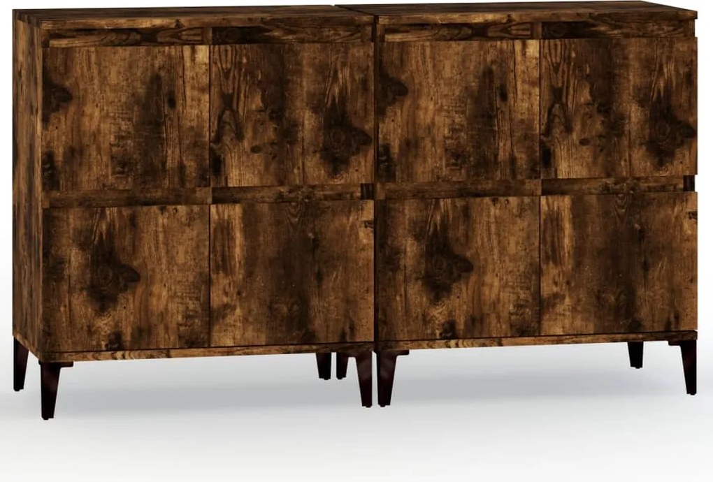 vidaXL 2 db füstös tölgy színű szerelt fa tálalószekrény 60x35x70 cm