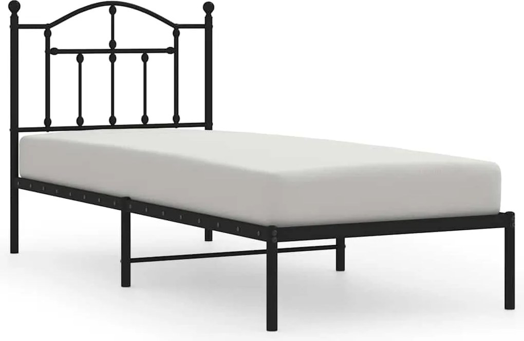 vidaXL fekete fém ágykeret fejtámlával 80 x 200 cm