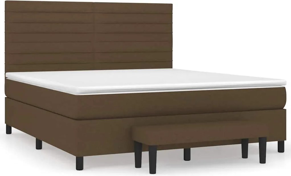 vidaXL sötétbarna szövet rugós ágy matraccal 180 x 200 cm