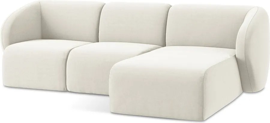 Bézs bársony sarokkanapé (jobb oldali-heverő résszel) Lani – Makamii