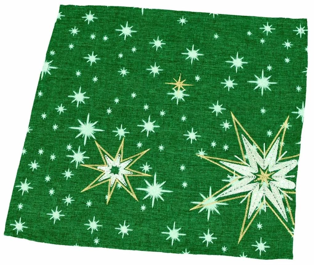 Csillagos karácsonyi abrosz, zöld, 35 x 35 cm, 35 x 35 cm