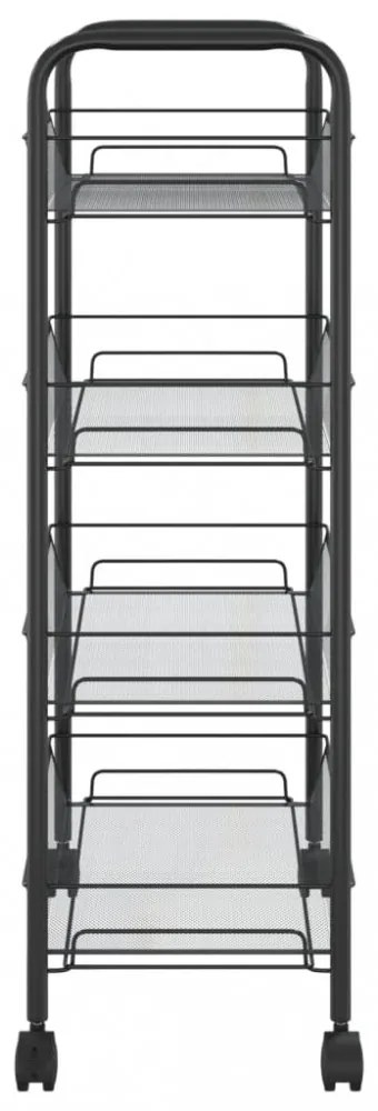 fekete 4 szintes vas konyhai kerekes kocsi 46 x 26 x 85 cm