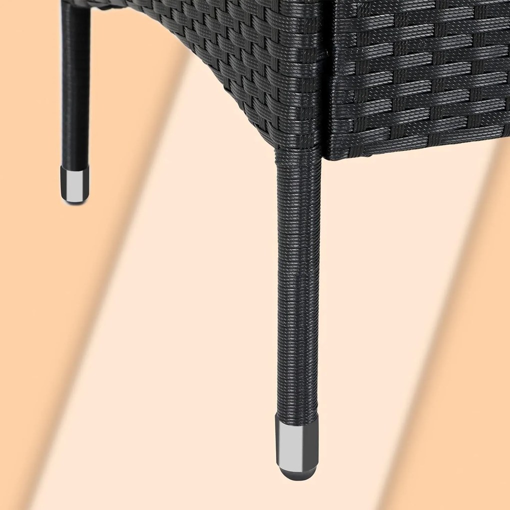 Casaria® Kerti rattan pad asztallal - fekete