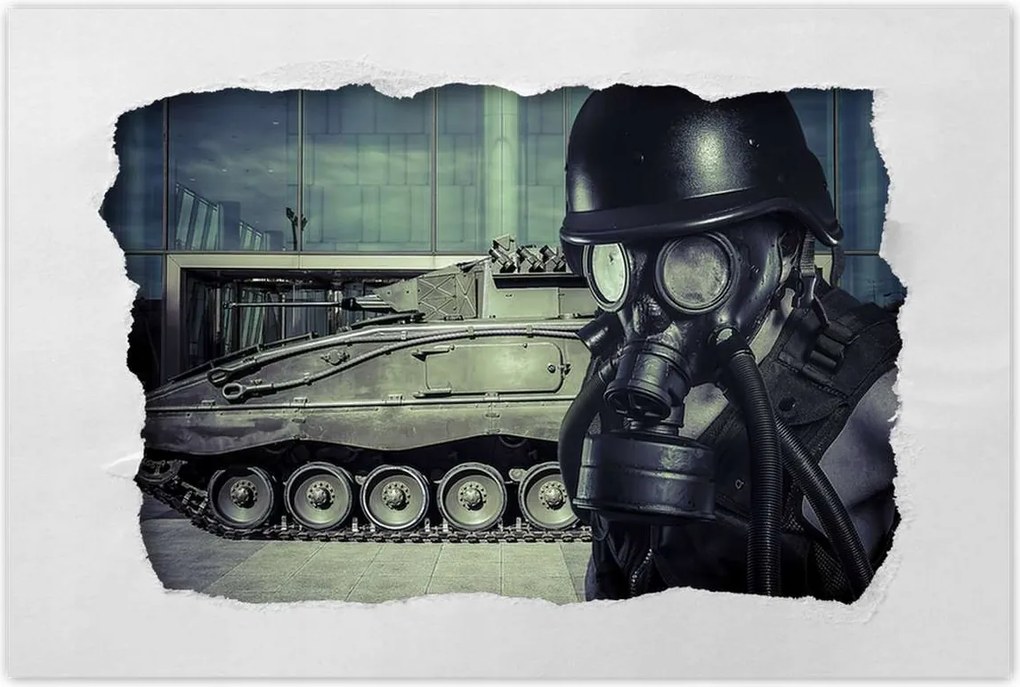 Poszterek 120x80 Az ember gázmaszkkal