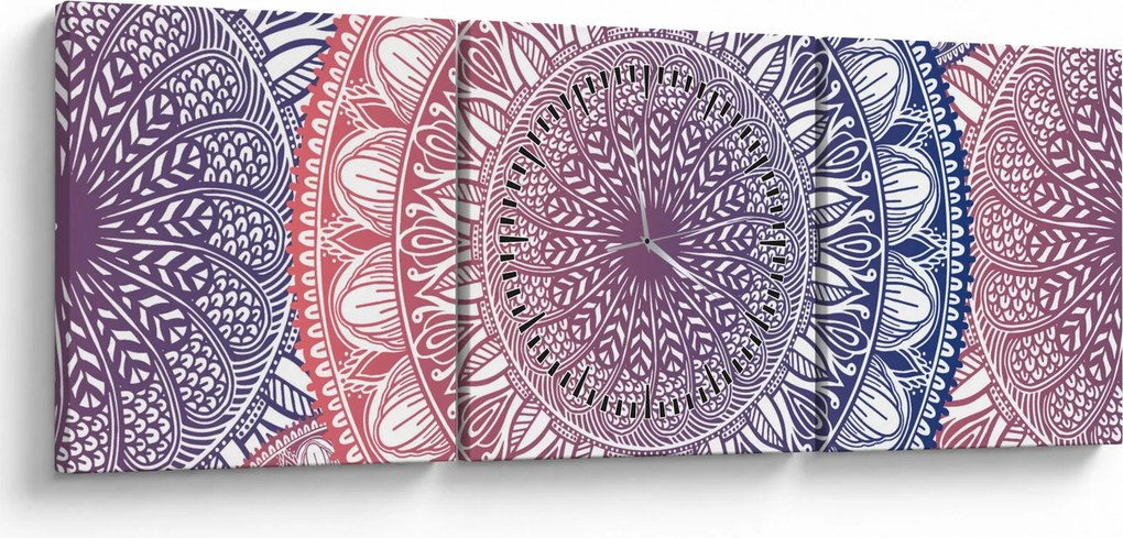 Mandala kép (órával) (90x30 cm)