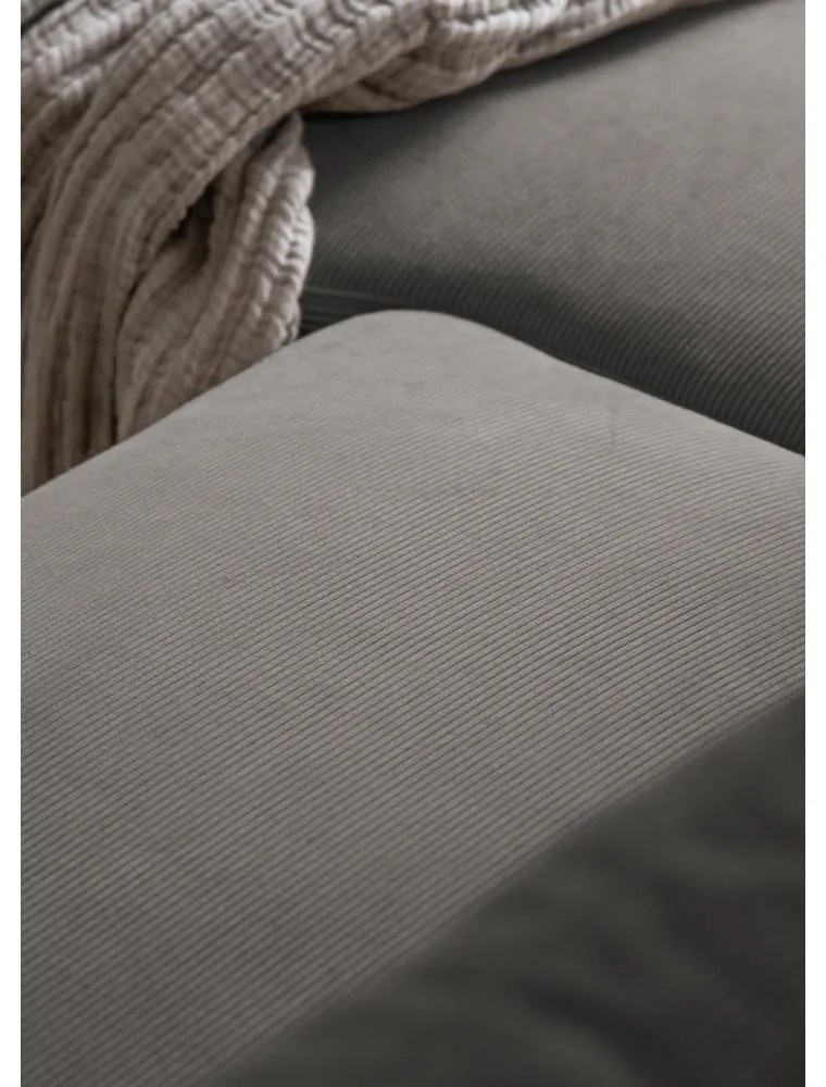 Szürke kordbársony kinyitható sarokkanapé (jobb oldali) Lofty Lilly – Miuform