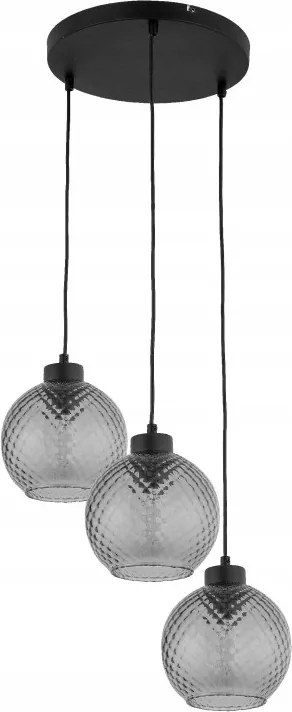 Függő mennyezeti lámpa 110cm Fekete 3 db grafit üvegbúrával