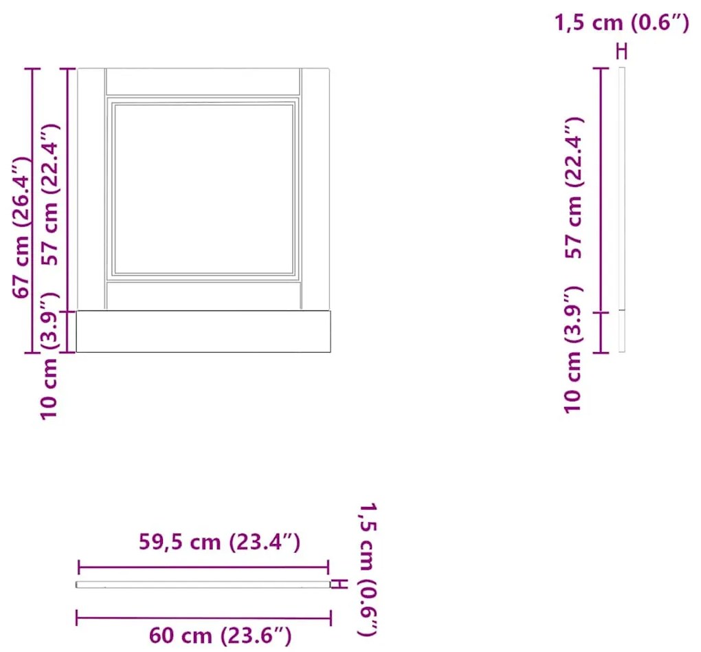 mosogatógép panel Porto régi fa 60x1,5x67 cm műanyag fa