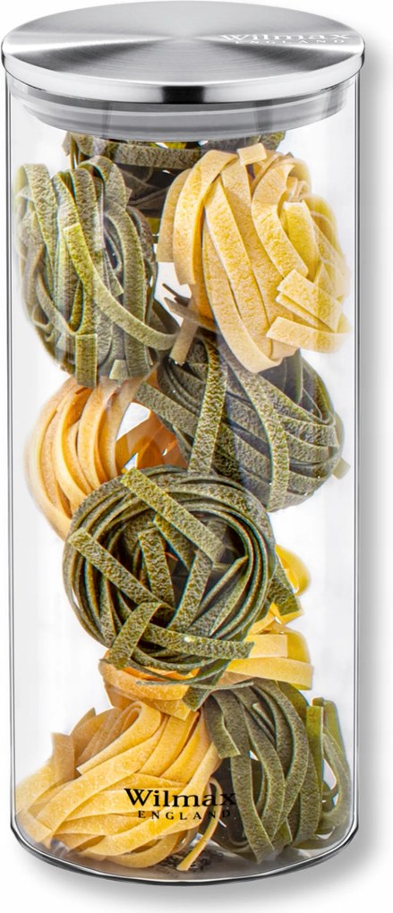 Üveg tároló tartály fedéllel Wilmax 1500 ml Ömlesztett Élelmiszer Tészta