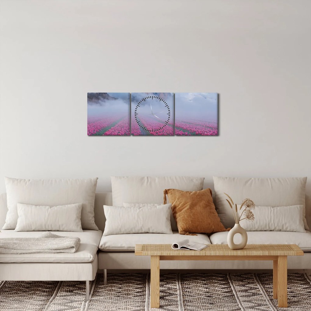 Kép - Tájkép tulipánmezőkkel (órával) (90x30 cm)