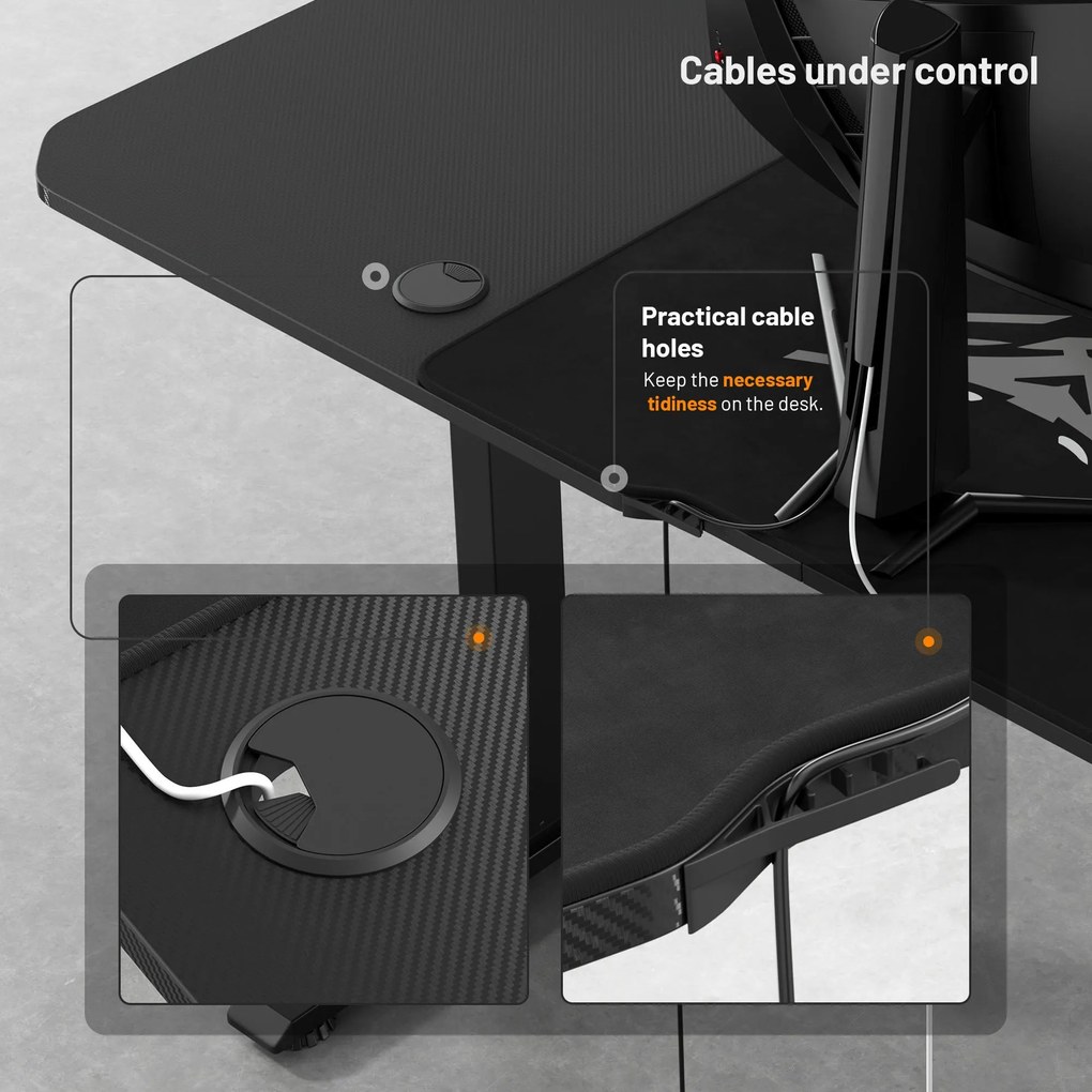 Elektromosan magasságban állítható íróasztal 160 cm fekete: Diablo X-Tensio 1600