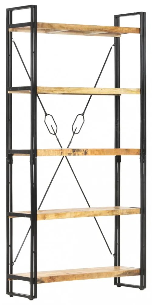 5-szintes tömör mangófa könyvespolc 90 x 30 x 180 cm
