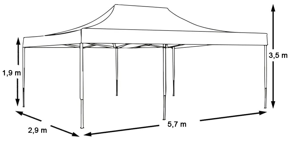Összecsukható kerti pavilon több típusban-2,9x5,7 méteres-kék-pavilon+hordtáska