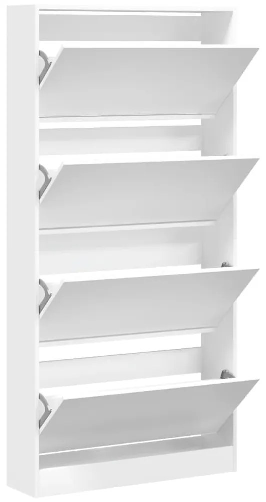 fehér cipőszekrény 4 kihajtható fiókkal 80 x 21 x 163,5 cm