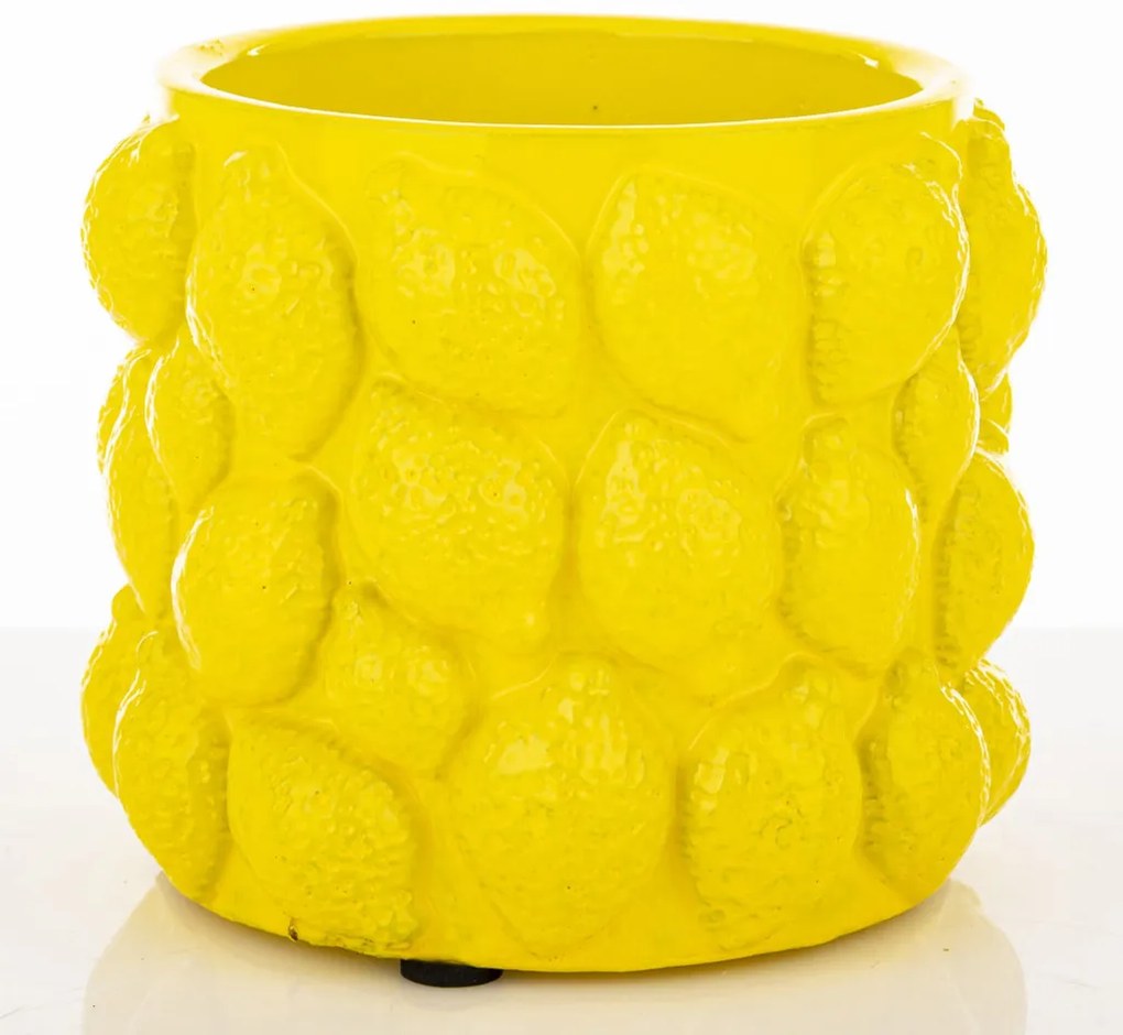 Modern design Kaspó kerámia sárga 10x12x12 belső lyuk 8cm