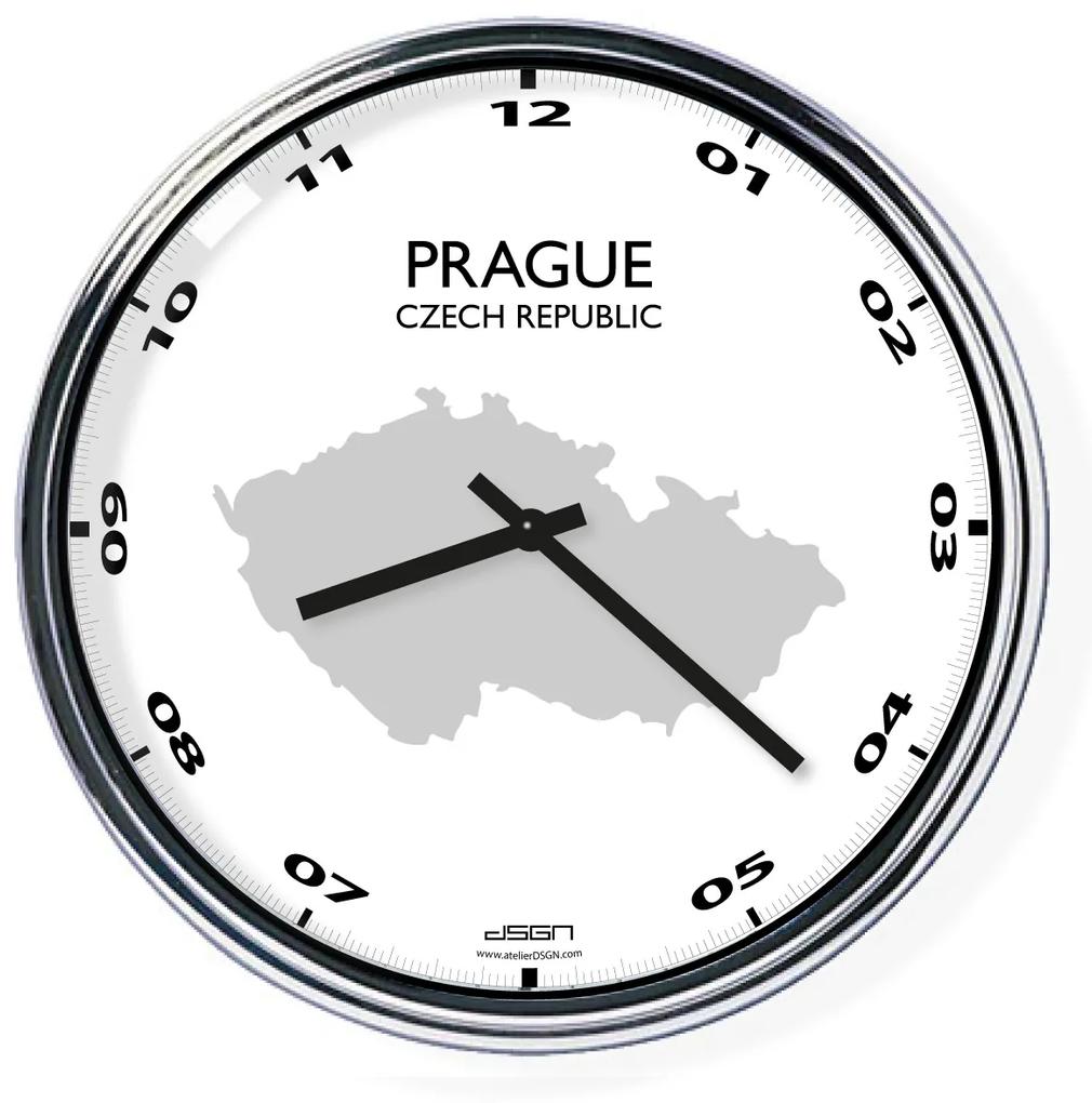 Irodai falióra (világos vagy sötét) - Prága / Csehország, átmérő 32 cm | DSGN, Výběr barev Světlé