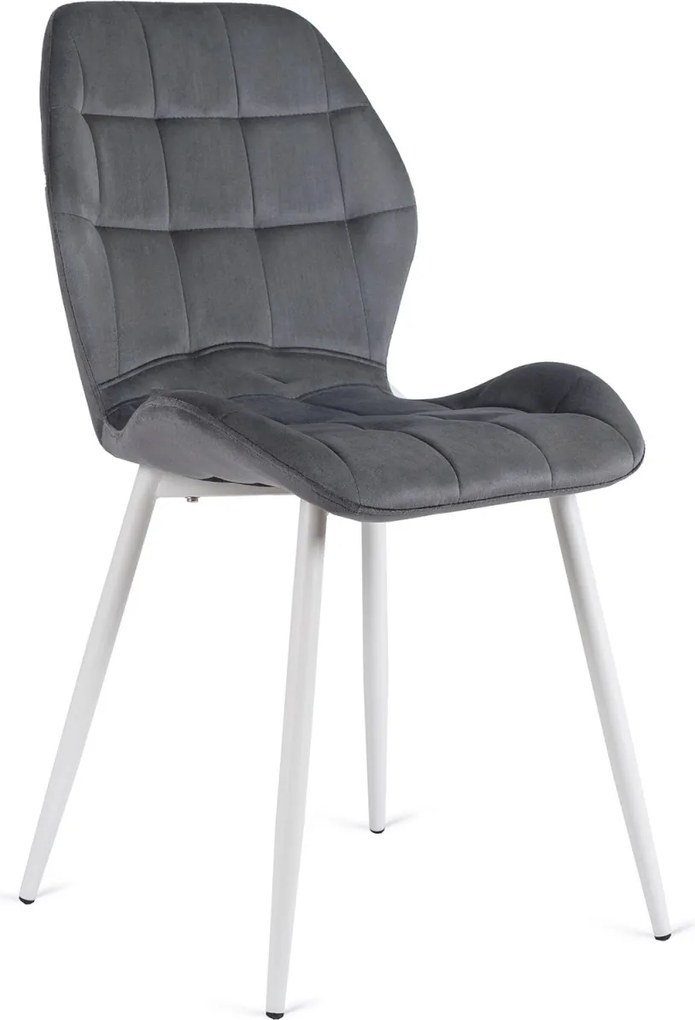Szék szürke színben, fehér lábakkal, bársony kárpittal. LUCKY