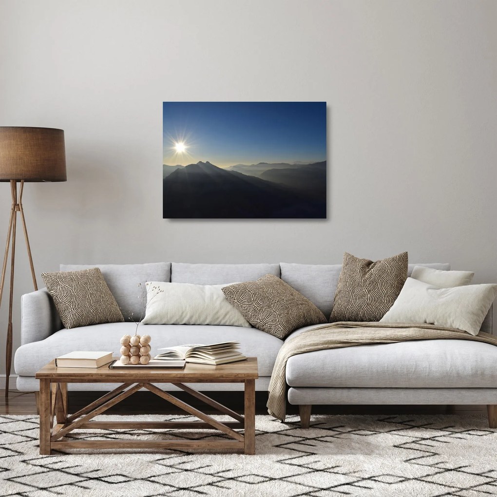 Kép - A hegycsúcsok felett (üvegen) (70x50 cm)