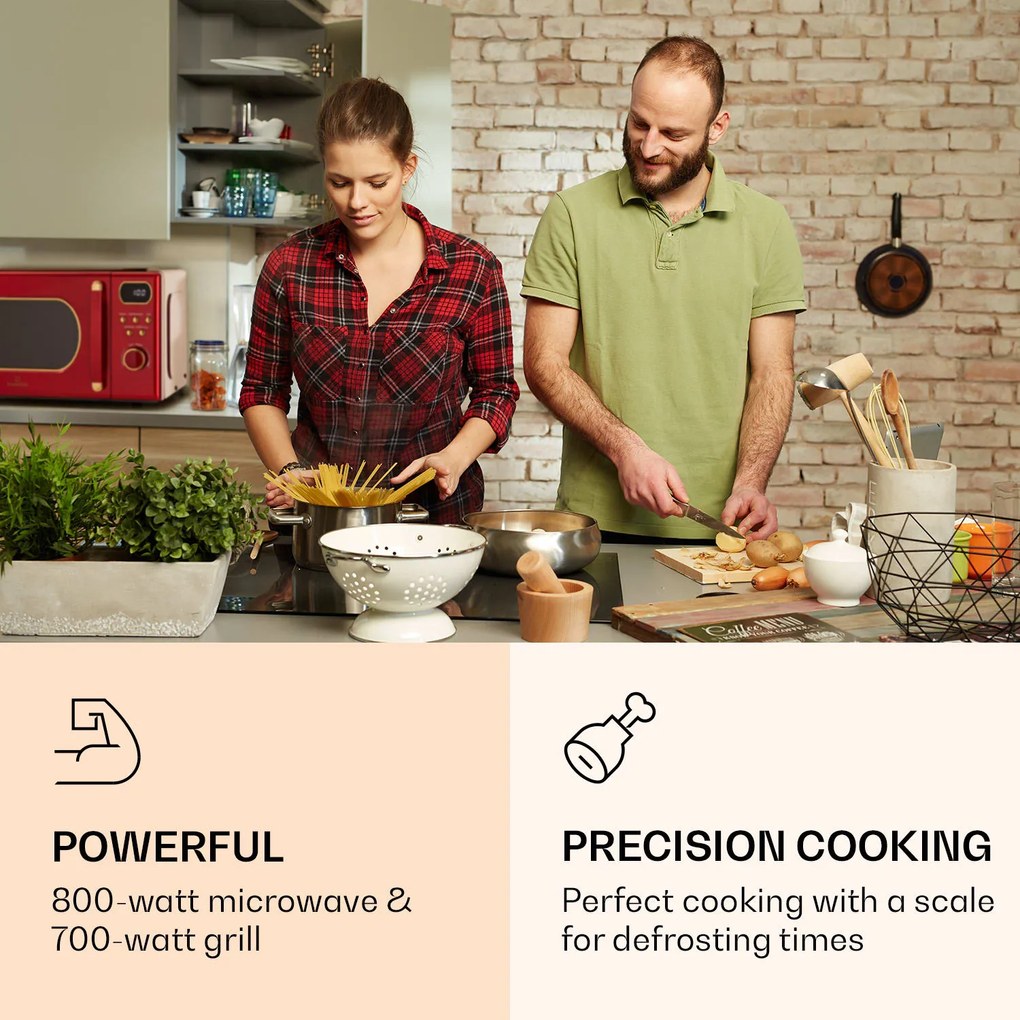 Klarstein Julieta, mikrohullámú sütő grillel, 20 l, 700 / 800 W, Ø 25,5 cm, 8 program