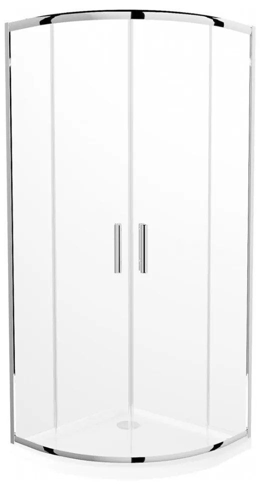 Elio 80X80 cm íves két tolóajtós zuhanykabin 6 mm vízlepergető biztonsági üveggel, krómozott elemekkel, 190 cm magas