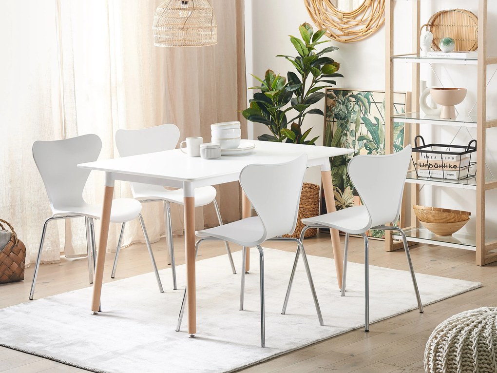 Fehér Világos Fa Bővíthető Étkezőasztal 120/150 x 80 cm MIRABEL Beliani