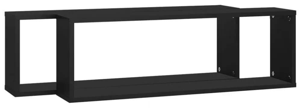 2 db fekete szerelt fa fali kockapolc 80 x 15 x 26,5 cm