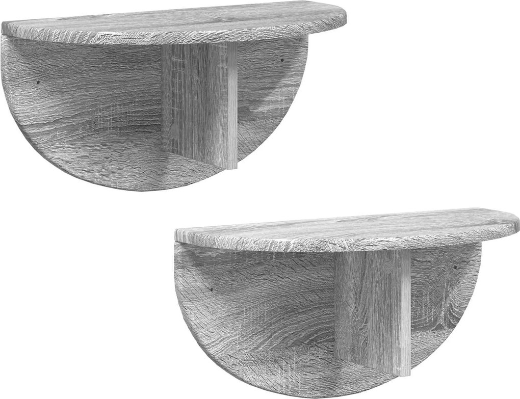 vidaXL Falpolc 2 pcs Szürke Sonoma 48 x 24 x 24 cm Faanyag