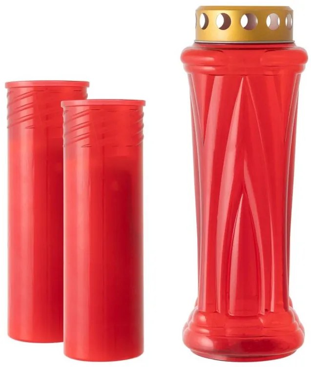NEXOS Temetési gyertya piros 28 cm 3 db