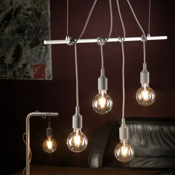 ONLI - Csillár zsinóron WIRE 4xE27/15W/230V szürke/fehér