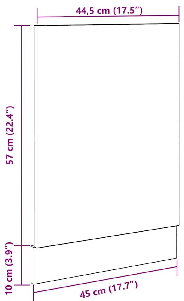 Mosogatógép panel betonszürke 45x3x67 cm