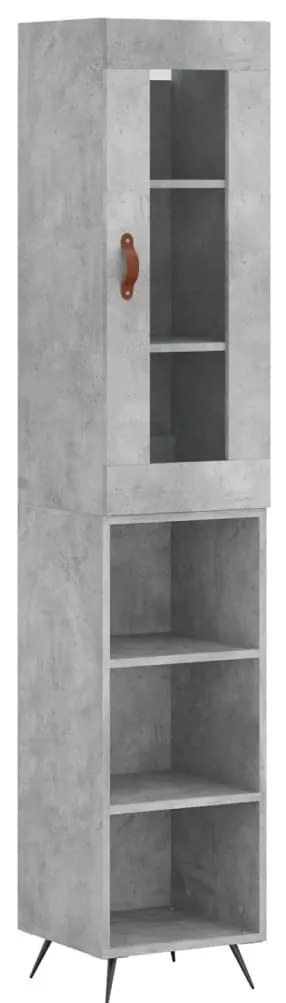 Betonszürke szerelt fa magasszekrény 34,5x34x180 cm