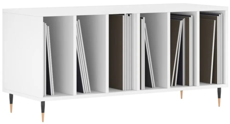 fehér szerelt fa hanglemezszekrény 100 x 38 x 48 cm