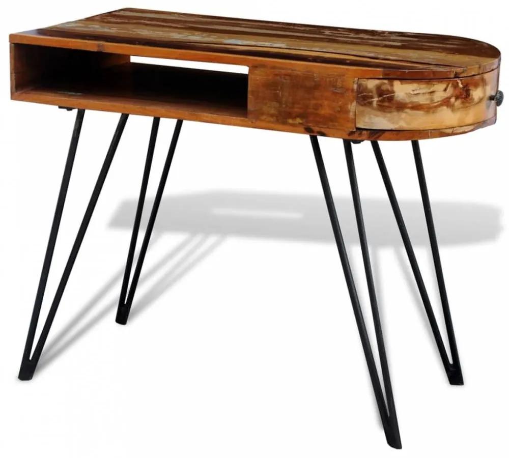 Tömör fa íróasztal vaslábbakkal