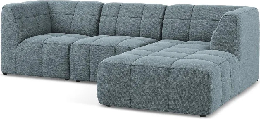 Kék buklé sarokkanapé (jobb oldali-heverő résszel) Aloha – Makamii