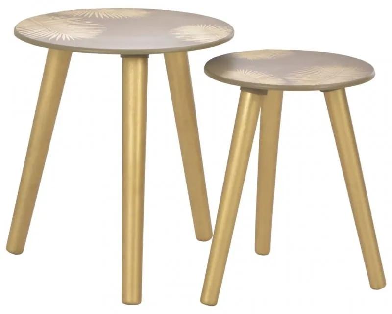 2 db aranyszínű MDF egymásba rakható asztal 40x45|30x40 cm