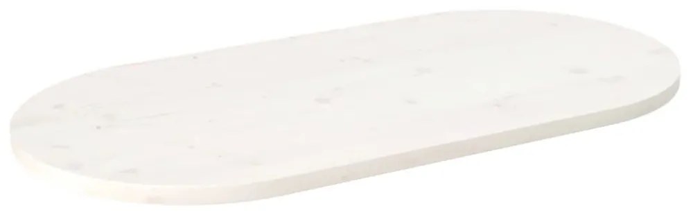 fehér tömör fenyőfa ovális asztallap 90x45x2,5 cm