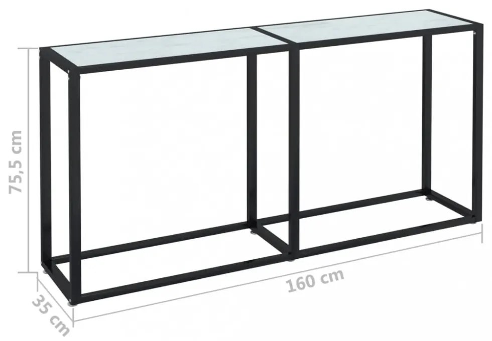 fehér márványszínű edzett üveg tálalóasztal 160 x 35 x 75,5 cm