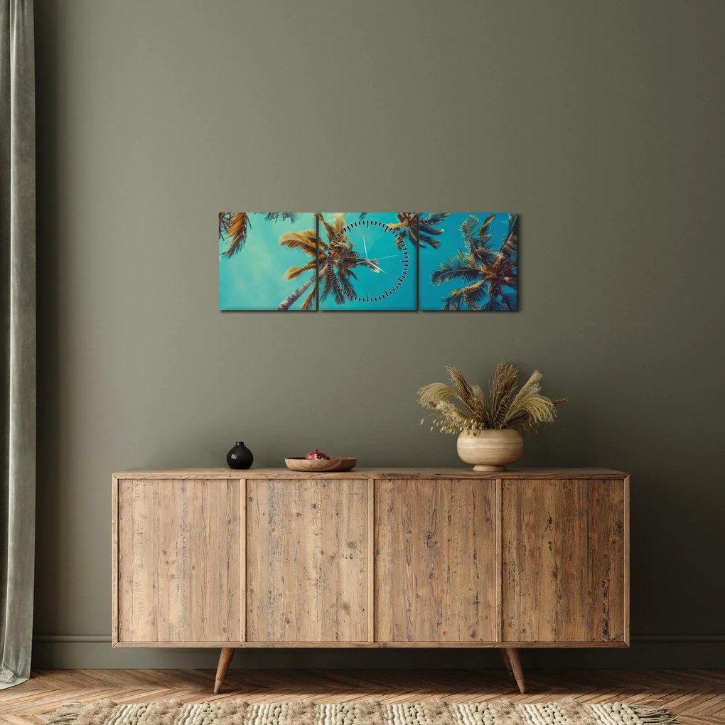 Kép - Magas pálmafák (órával) (90x30 cm)