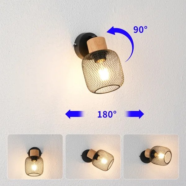 Brilagi - BASKLITE falra szerelhető spotlámpa 1xE27/15W/230V fa/fekete