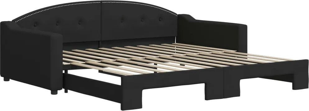 vidaXL fekete kihúzható szövet heverő 100 x 200 cm