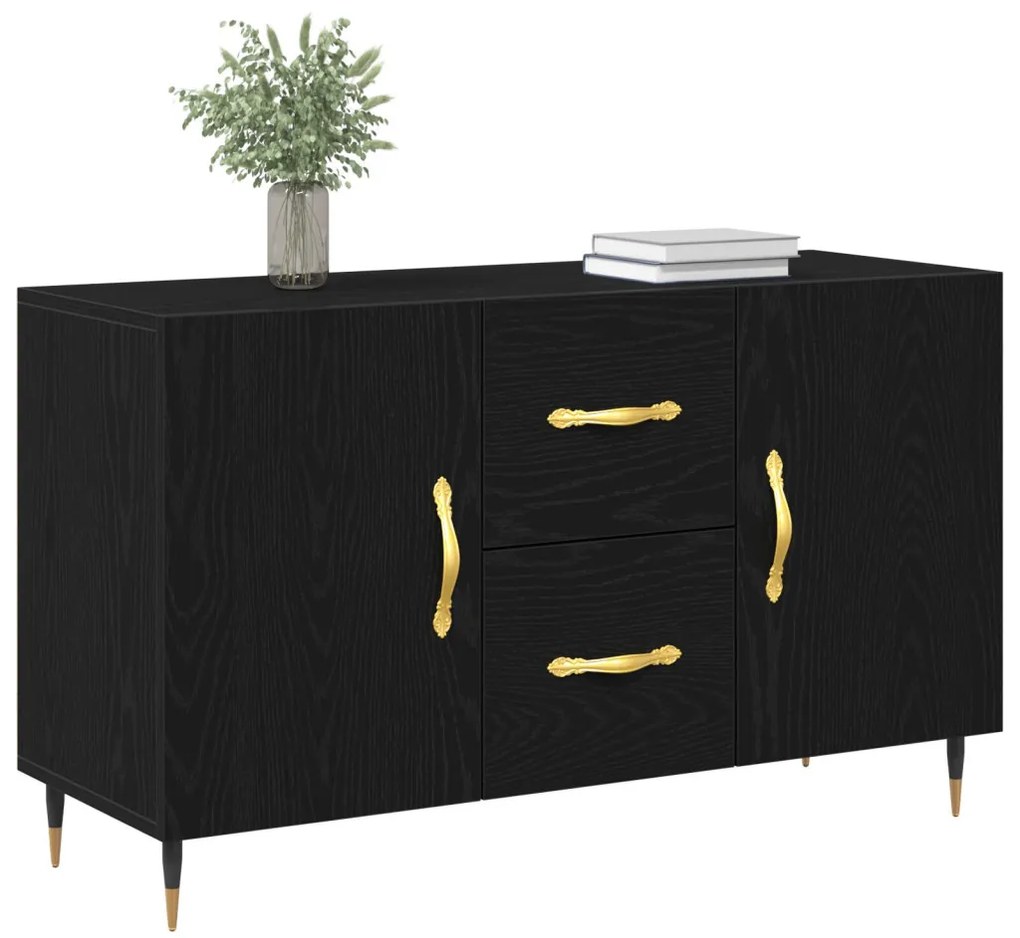 Oldalszekrény Fekete Tölgy 100x36x60 cm Mérnöki Fa