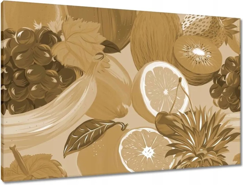 Vászonkép 90x60 Gyümölcsök szépia árnyalatokban