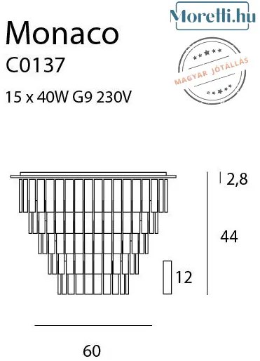 Mennyezeti Lámpa Króm MONACO MAXLIGHT C0137