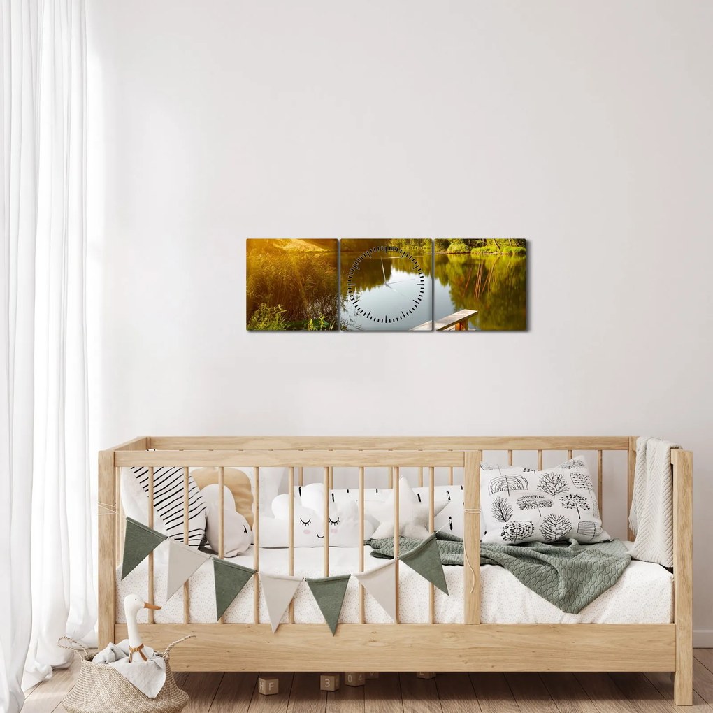 Kép - Tó az erdőnél (órával) (90x30 cm)